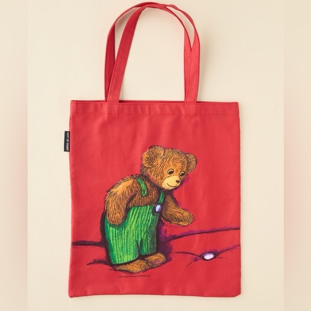 Out of Print Red Tote Bag with Bear Design NEW WITH TAGS